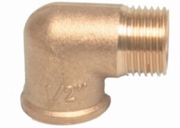 Messing bocht 90 graden 1/4" bi/bu
