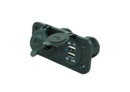 Waterdichte inbouwstekker, 1 x 12V + 2 x USB