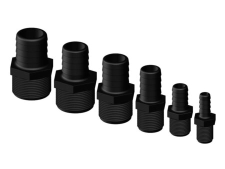 Kunststof slangaansluiting recht, draad 1” x 25 mm