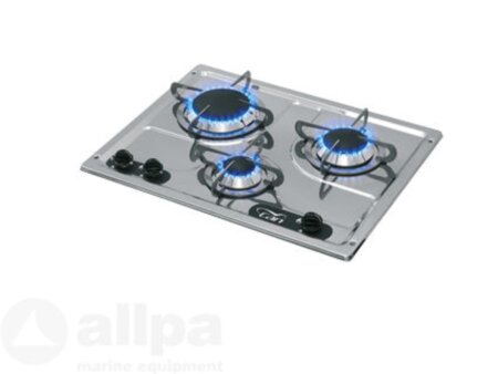 Gaskomfoor RVS 470x360x80 mm, drie branders