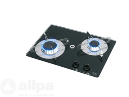 Gaskomfoor met thermische glasplaat 380x280x80 mm twee branders