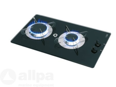 Gaskomfoor met thermische glasplaat 500x300x80 mm twee branders