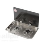 Gaskomfoor met afdekplaat 530x290x80 mm, twee branders