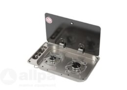 Gaskomfoor met afdekplaat 530x290x80 mm, twee branders