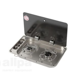 Gaskomfoor met afdekplaat 530x290x80 mm, twee branders