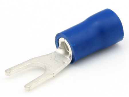 Draadklem vork 4,3 mm blauw 6 stuks