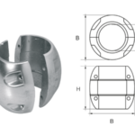 Zink anode voor ⌀20mm-as, bolvormig