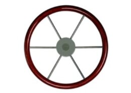 Stuurwiel mahoniehouten hoepel (Spaken van RVS / Diameter stuurwiel 380 mm)