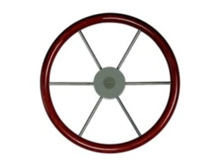 Stuurwiel mahoniehouten hoepel (Spaken van RVS / Diameter stuurwiel 380 mm)