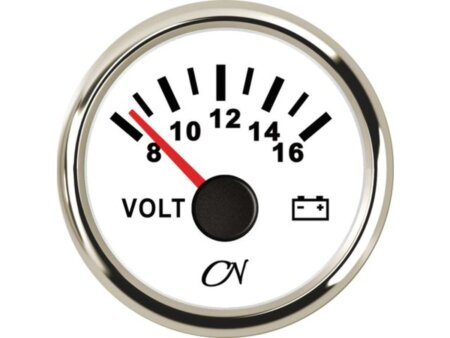 Voltmeter 8-16 volt wit/chroom CN