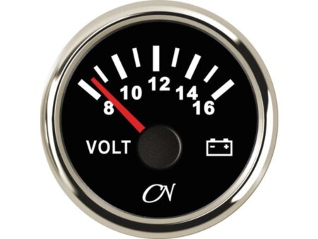 Voltmeter 8-16 volt zwart/chroom CN