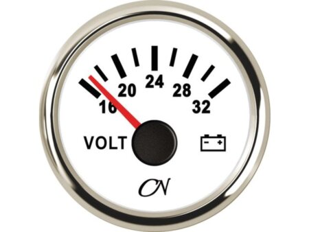 Voltmeter 16-32 volt wit/chroom CN