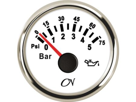 Oliedrukmeter 0-5 bar Wit/chroom CN