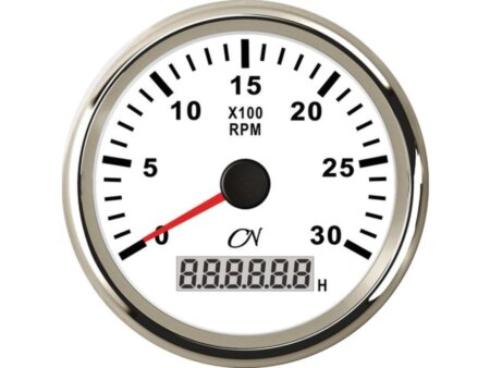 Toerenteller 3000 rpm CN met bedrijfsurenteller wit/chroom