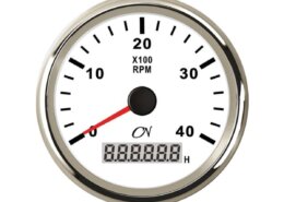 Toerenteller 4000 rpm CN met bedrijfsurenteller wit/chroom