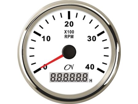 Toerenteller 4000 rpm CN met bedrijfsurenteller wit/chroom