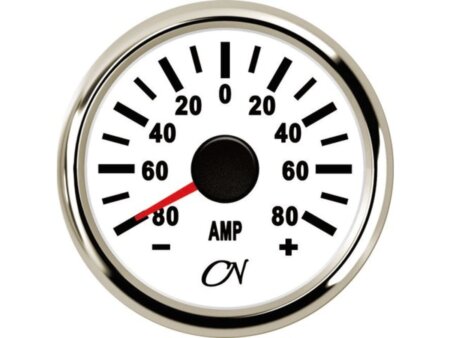 Ampèremeter 80A wit/chroom CN inclusief shunt
