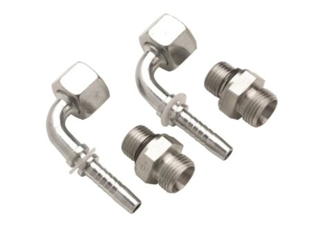 Spin-on slangaansluitingen 8 mm, 90 graden