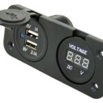 Waterdichte USB contactdoos + voltmeter