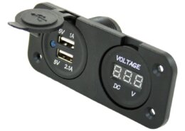 Waterdichte USB contactdoos + voltmeter