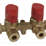 Gaskraan verdeelblok met twee kranen