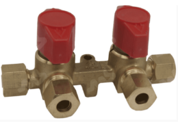 Gaskraan verdeelblok met twee kranen