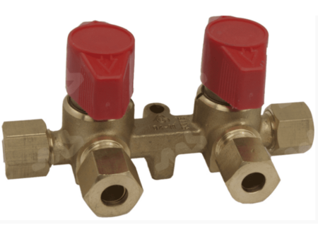 Gaskraan verdeelblok met twee kranen