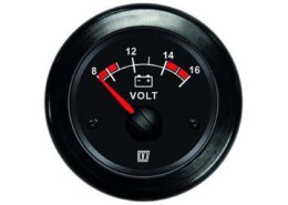 Vetus voltmeter 12V zwarte wijzerplaat