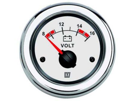 Vetus voltmeter 12V witte wijzerplaat