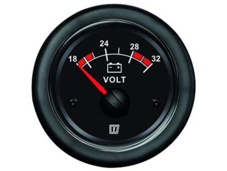 Vetus voltmeter 24V zwarte wijzerplaat