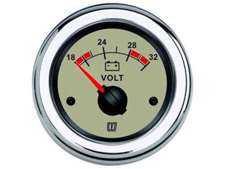 Vetus voltmeter 24V wijzerplaat creme