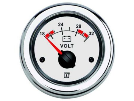 Vetus voltmeter 24V witte wijzerplaat