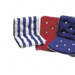 Kapokkussen blauw/wit gestreept enkel 35x46x13 cm