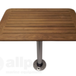 Rechthoekig massief teak tafelblad 550 X 800 met afgeronde hoeken inclusief tafelpoot