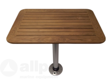 Rechthoekig massief teak tafelblad 550 X 800 met afgeronde hoeken inclusief tafelpoot