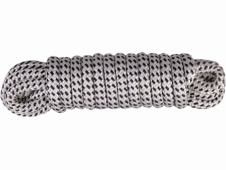 Landvast 16-voudig 100% polyester 14 mm - 15 meter wit/zwart