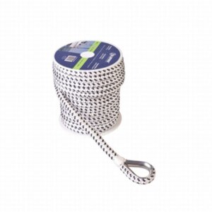 Ankerlijn polyester 12 mm - 20 meter zwart/wit