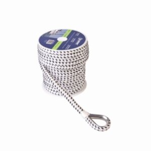 Ankerlijn polyester 14 mm - 40 meter zwart/wit