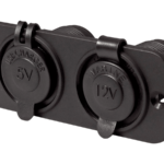 Dubbel flush frame zwart met USB 2.4A en 12V stopcontact