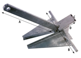 Plaat anker Danforth, 4 kg