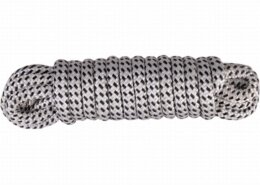 Landvast 16-voudig polyester 12 mm - 10 meter wit/zwart