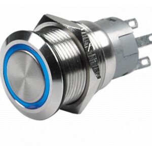 LED schakelaar aan/uit, blauw 12v 16 mm