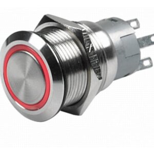 LED schakelaar aan/uit, rood 24v 22 mm