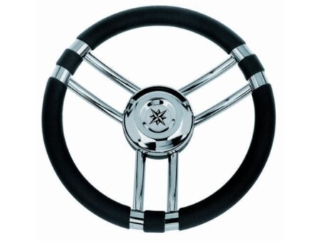 Stuurwiel 350 mm, RVS, zwart polyurethaan