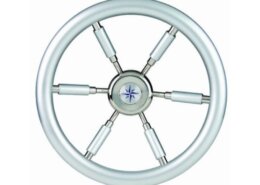 Stuurwiel 370 mm silver look /6-Spaaks RVS stuurwiel met silver look