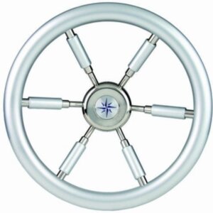 Stuurwiel 370 mm silver look /6-Spaaks RVS stuurwiel met silver look