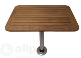 Rechthoekig massief teak tafelblad 550 X 800 met afgeronde hoeken inclusief tafelpoot
