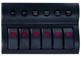 Schakelpaneel waterdicht 12 V, 6 posities