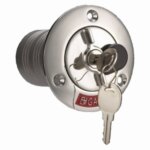 Dekvuldop 38 mm Petrol", RVS met slot"