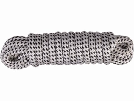 Landvast 16-voudig 100% polyester 16 mm - 15 meter wit/zwart